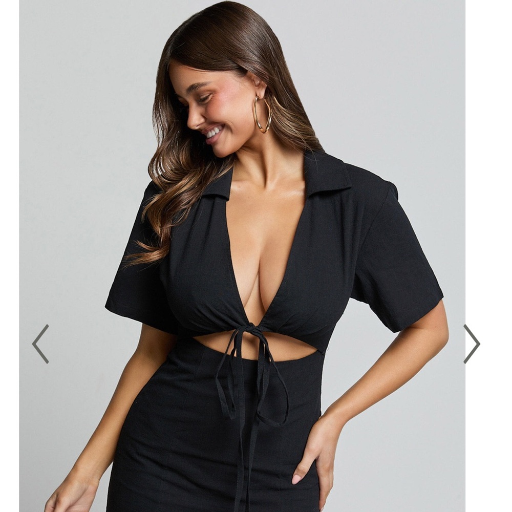 Black Tie-Front Dress